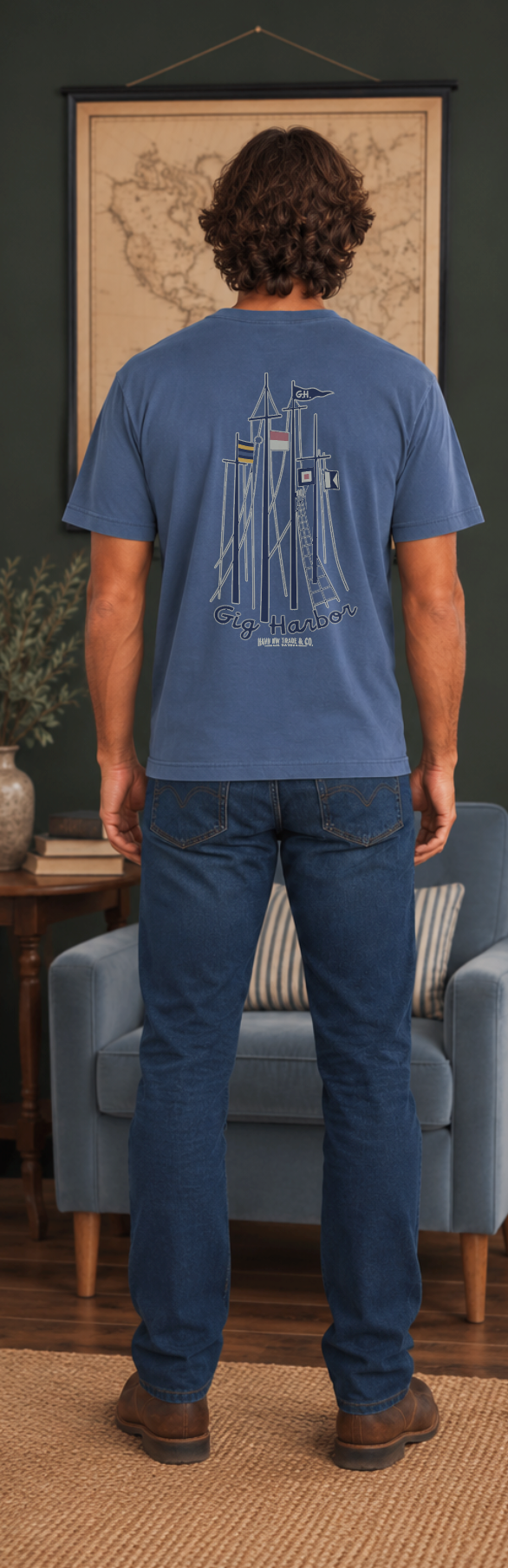 Havn NW Originals: Gig Harbor Nautical Flags Tee in Blue Horizon