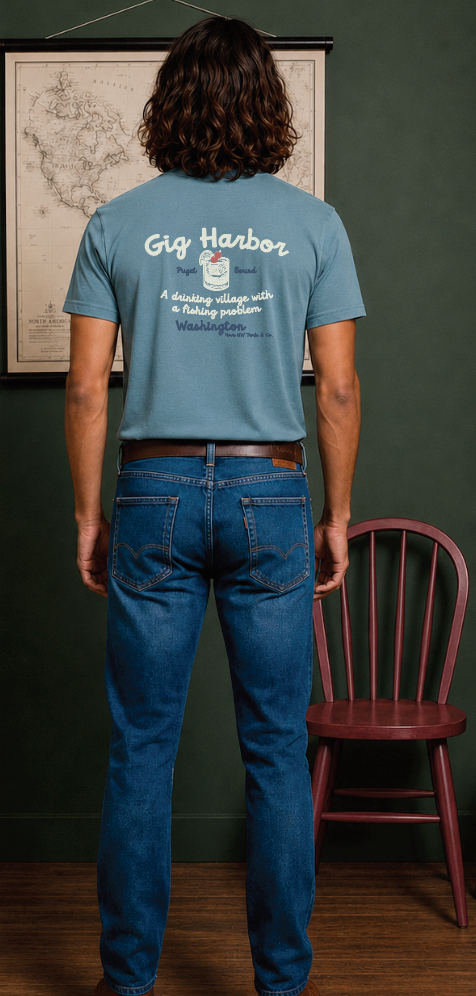 Havn NW Originals: Village Fishing/Drinking Tee in Dusty Slate
