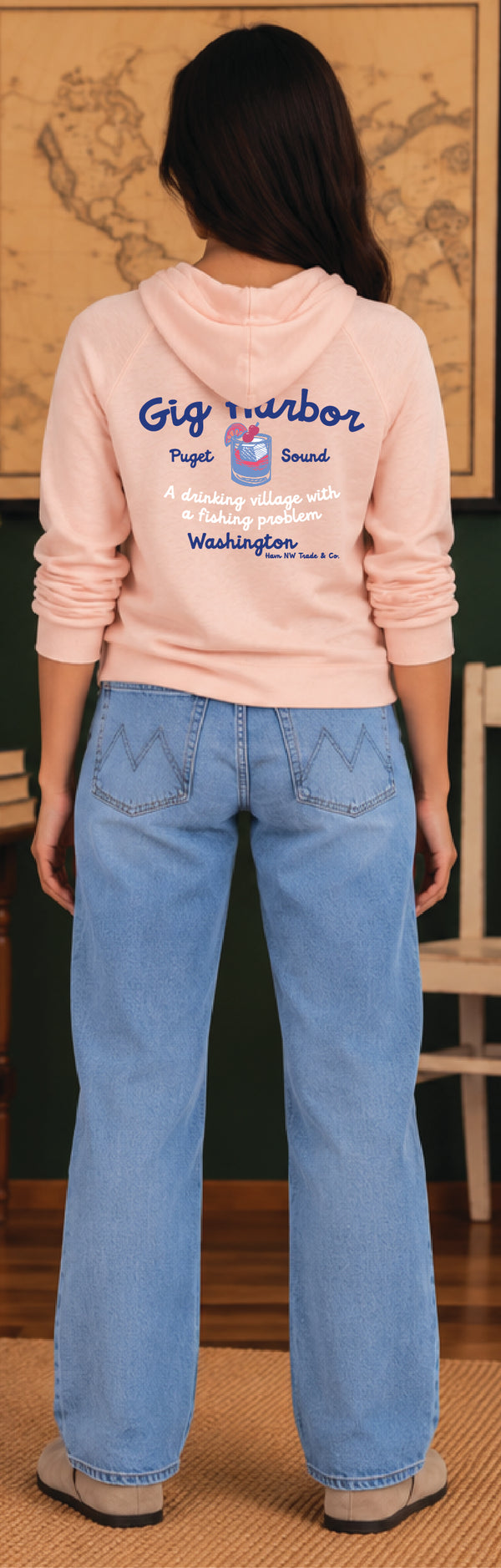 Havn NW Originals: Womens LS Drinking Peach Notch neck hoodie