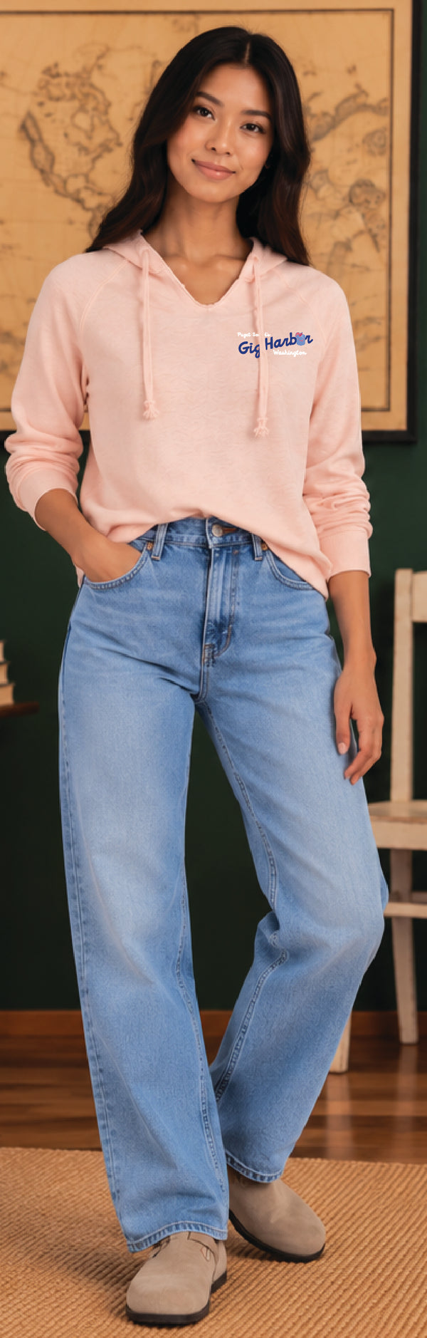Havn NW Originals: Womens LS Drinking Peach Notch neck hoodie