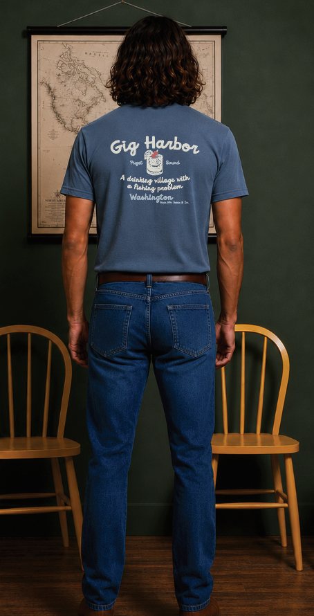 Havn NW Originals: Village Fishing/Drinking Tee in Blue Horizon