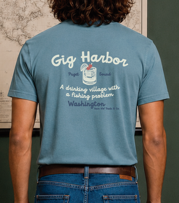 Havn NW Originals: Village Fishing/Drinking Tee in Dusty Slate