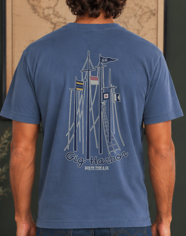 Havn NW Originals: Gig Harbor Nautical Flags Tee in Blue Horizon